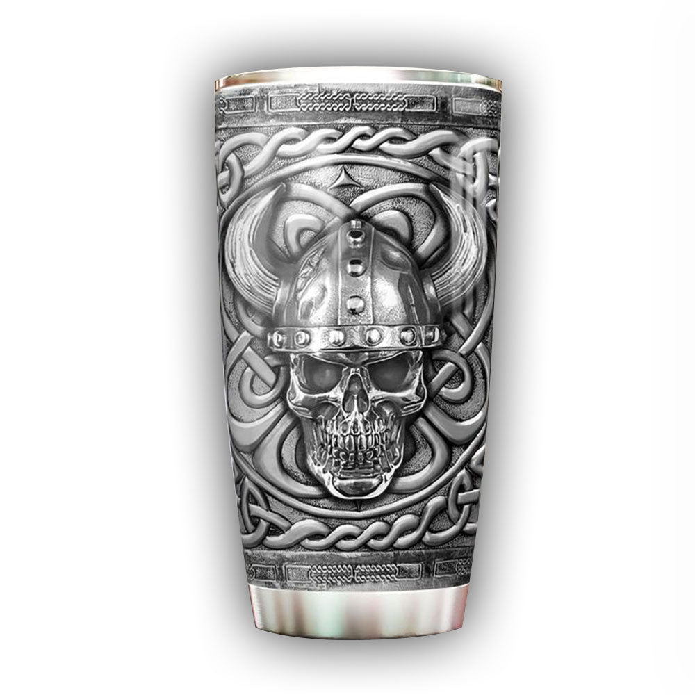 20OZ Viking Skull Silver Style With Metal Sign – Tumbler - Owls Matrix LTD