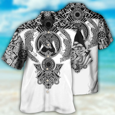 Viking Warrior Blood Black And White - Hawaiian Shirt - Owls Matrix LTD