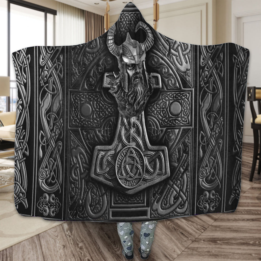 Viking Warrior Metal Dark - Hoodie Blanket - Owls Matrix LTD