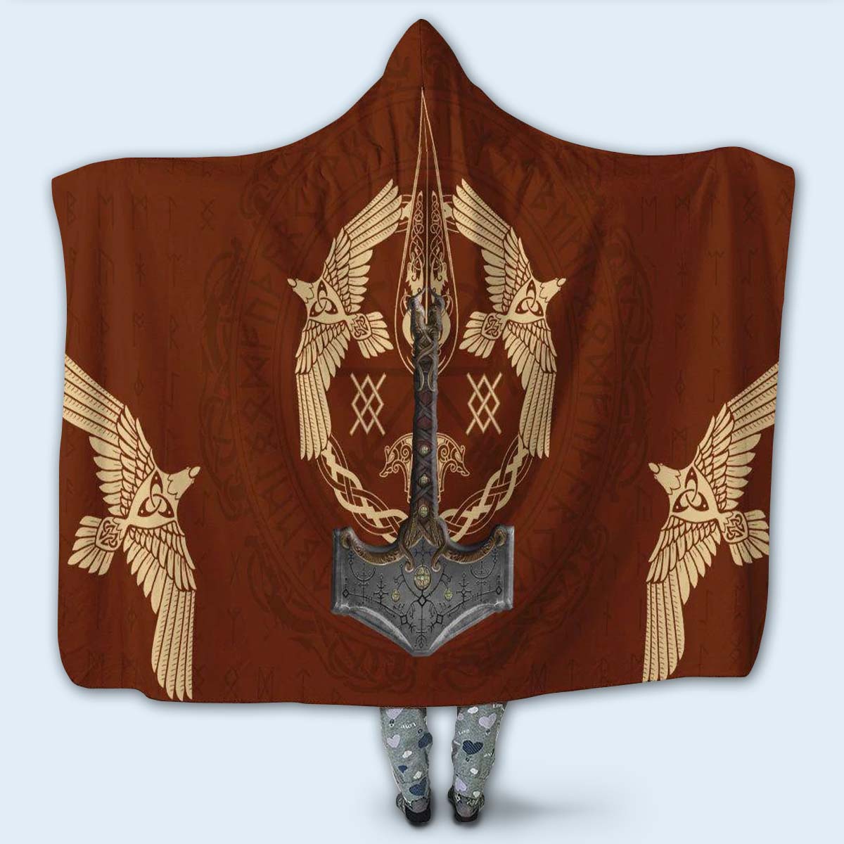 Viking Warrior Red Amazing Style - Hoodie Blanket - Owls Matrix LTD