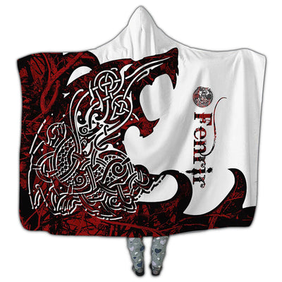 MICROFLEECE / S (50X60 Inch) Viking Wolf Legend Red And White Amazing Style - Hoodie Blanket - Owls Matrix LTD