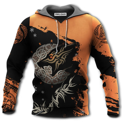 Unisex Hoodie / S Viking Wolf With An Orange Black - Hoodie - Owls Matrix LTD