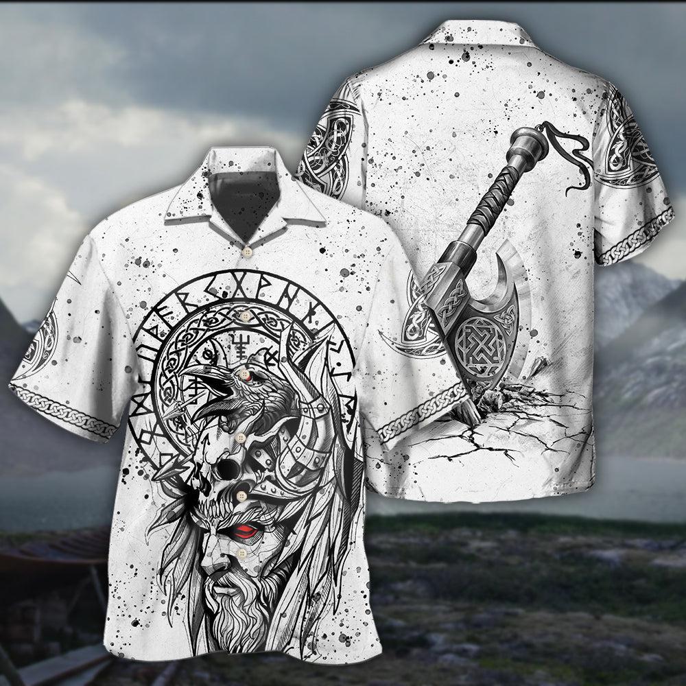 Viking Victory Black And White Style - Hawaiian Shirt - Owls Matrix LTD