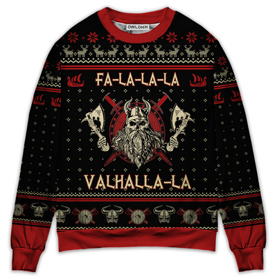 Sweater / S Viking Valhalla Black And Red - Sweater - Ugly Christmas Sweaters - Owls Matrix LTD