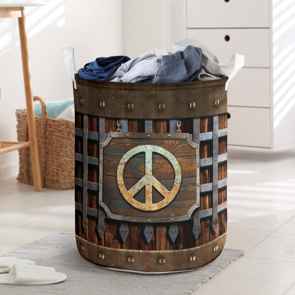 Vintage Hippie Sign Basic Style - Laundry Basket - Owls Matrix LTD