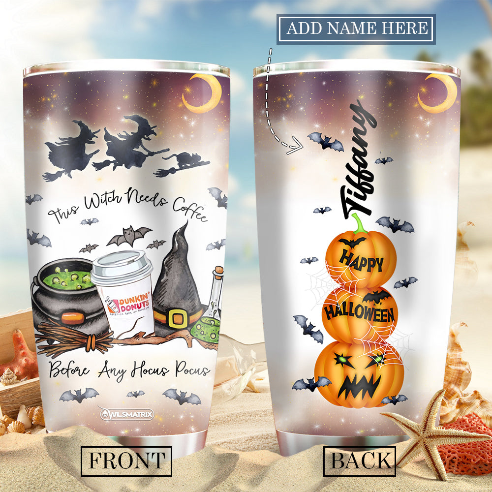 Halloween Happy Witch And Magic Pumpkin Personalized - Tumbler - Owls Matrix LTD