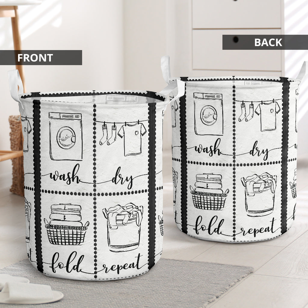Wash Dry Fold Repeat - Laundry Basket - Owls Matrix LTD