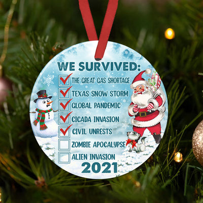 Christmas We Survived Christmas 2021 - Circle Ornament - Owls Matrix LTD