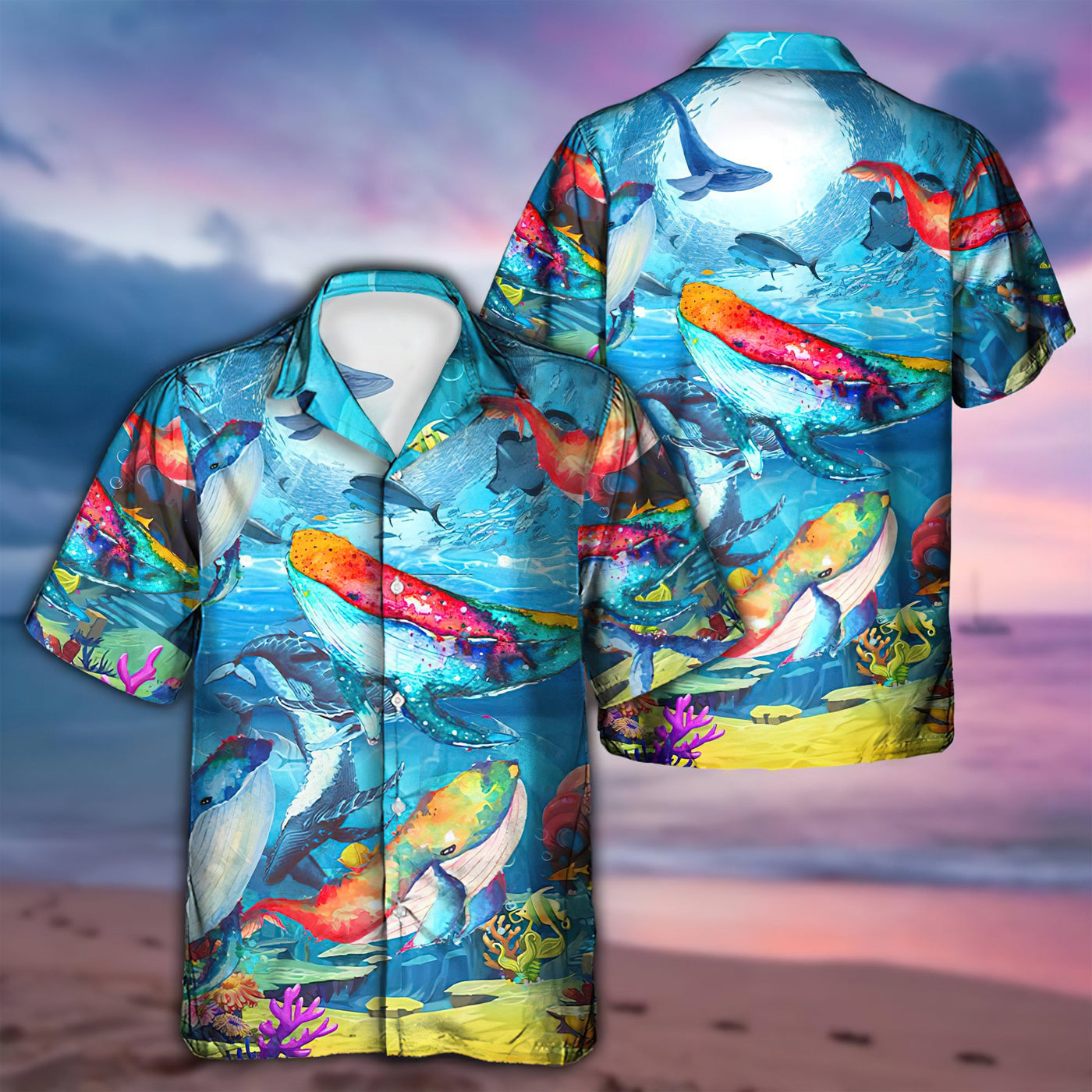 Whale Love Color Love Ocean - Hawaiian Shirt - Owls Matrix LTD