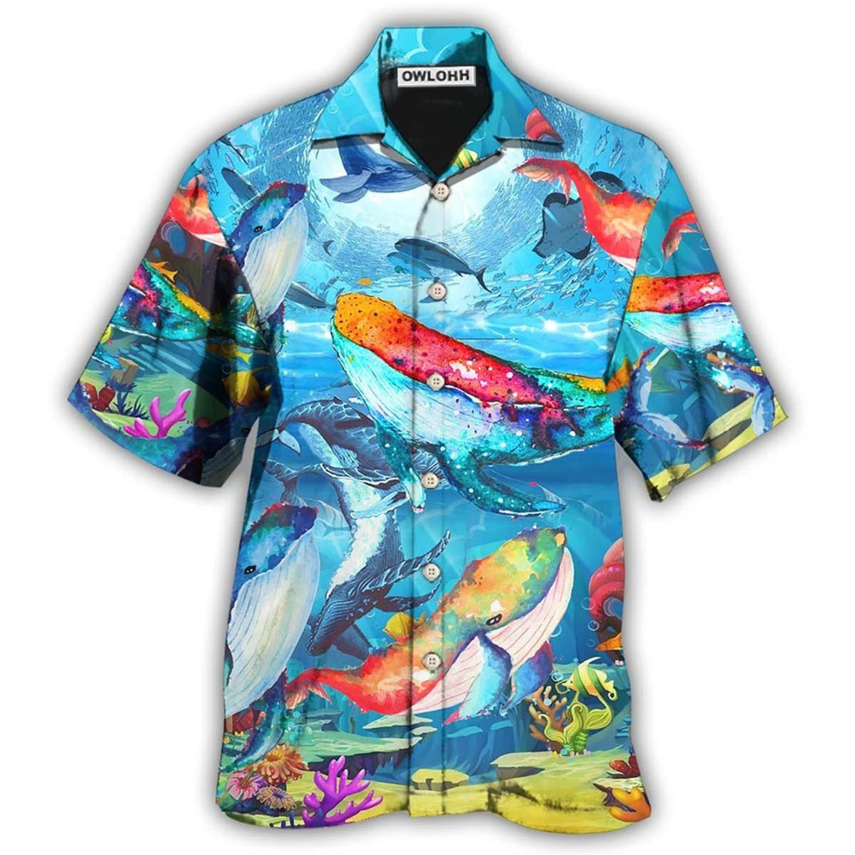 Hawaiian Shirt / Adults / S Whale Love Color Love Ocean - Hawaiian Shirt - Owls Matrix LTD