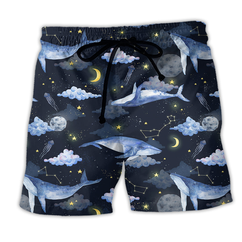 Beach Short / Adults / S Whale Night Sky Galaxy - Beach Short - Owls Matrix LTD