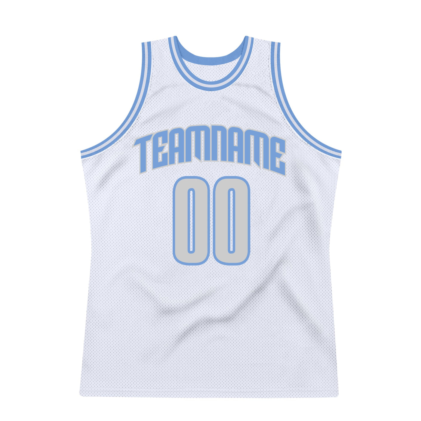 Custom White Silver Gray-Light Blue Authentic Throwback Basketball Jersey