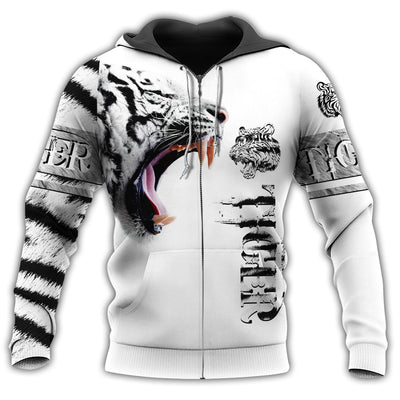 Zip Hoodie / S Tiger White Tiger Skin In White - Hoodie - Owls Matrix LTD
