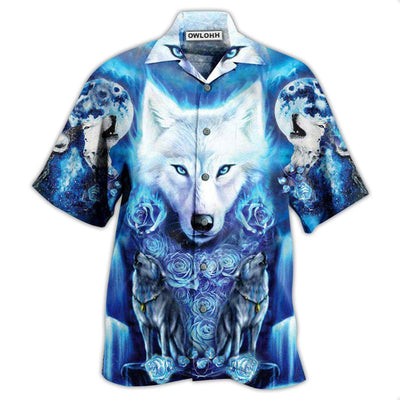 Hawaiian Shirt / Adults / S Wolf Blue Cool - Hawaiian Shirt - Owls Matrix LTD