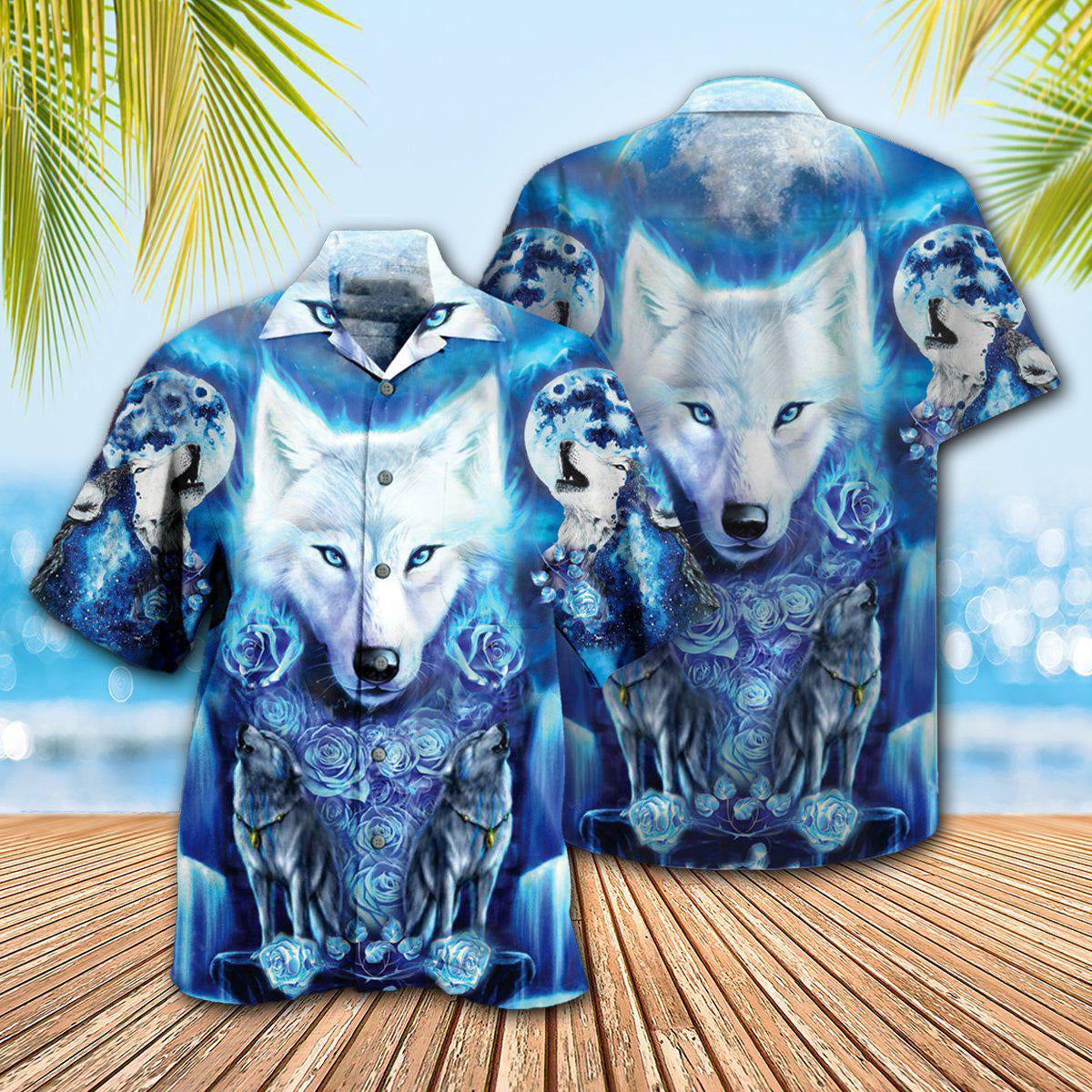 Wolf Blue Cool - Hawaiian Shirt - Owls Matrix LTD