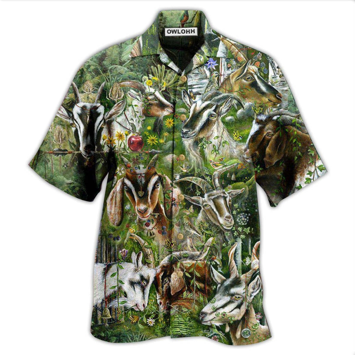 Hawaiian Shirt / Adults / S Goat Wild Goat Love Forest - Hawaiian Shirt - Owls Matrix LTD