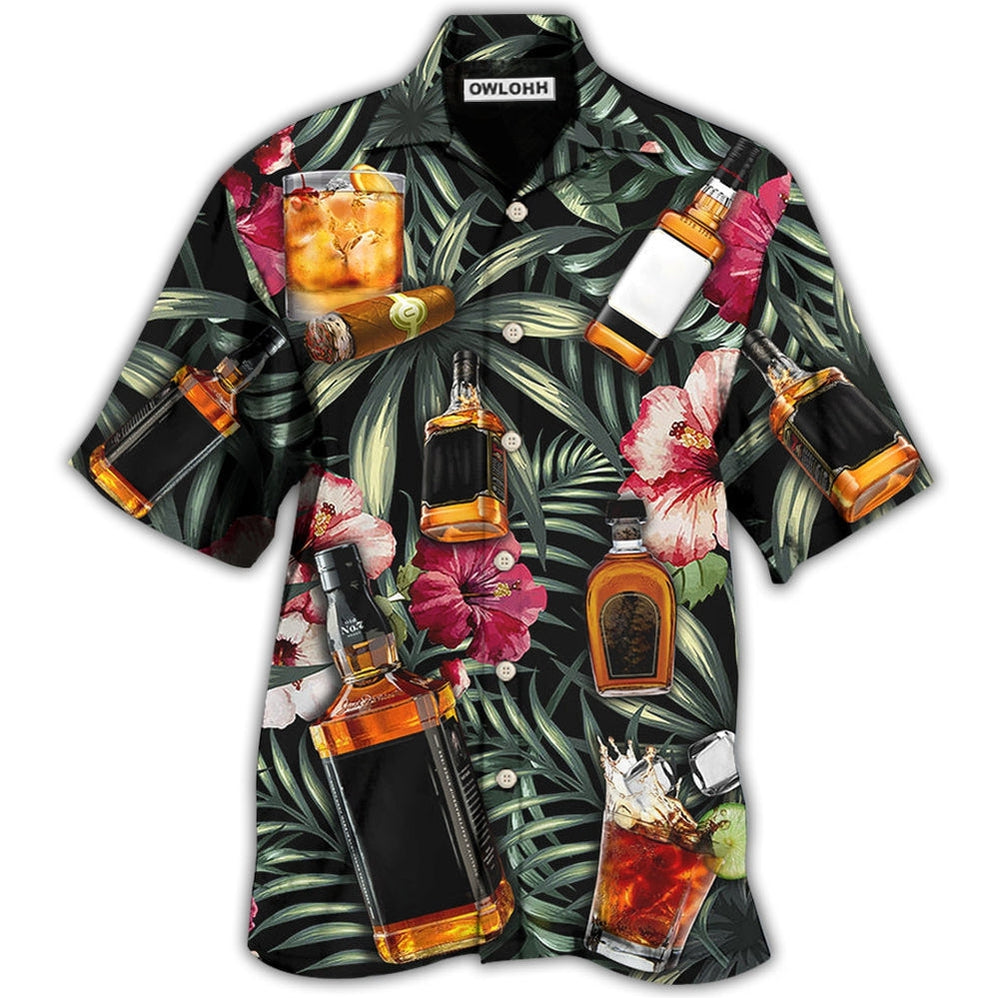 Hawaiian Shirt / Adults / S Wine Bourbon Tropical Leaf - Hawaiian Shirt - Owls Matrix LTD