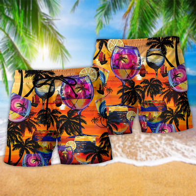 Wine It's Time For Wine And Hawaii Colorful Style - Beach Short - Owls Matrix LTD