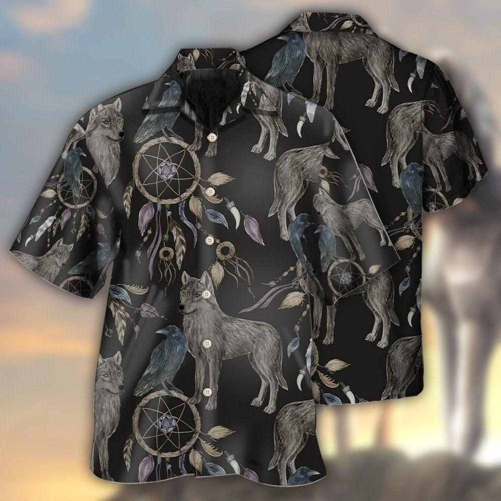 Wolf Dreamcatcher Dark Style - Hawaiian Shirt - Owls Matrix LTD
