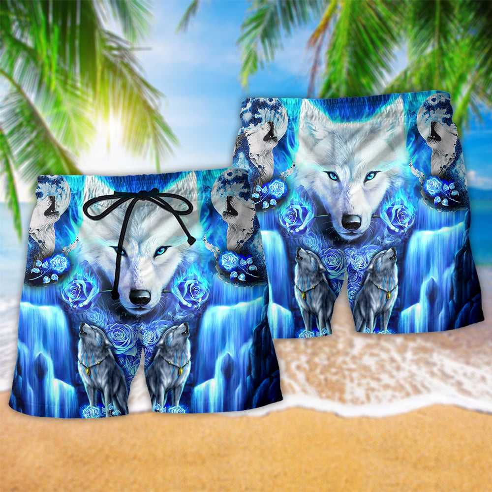 Wolf Blue Mysterious Style - Beach Short - Owls Matrix LTD