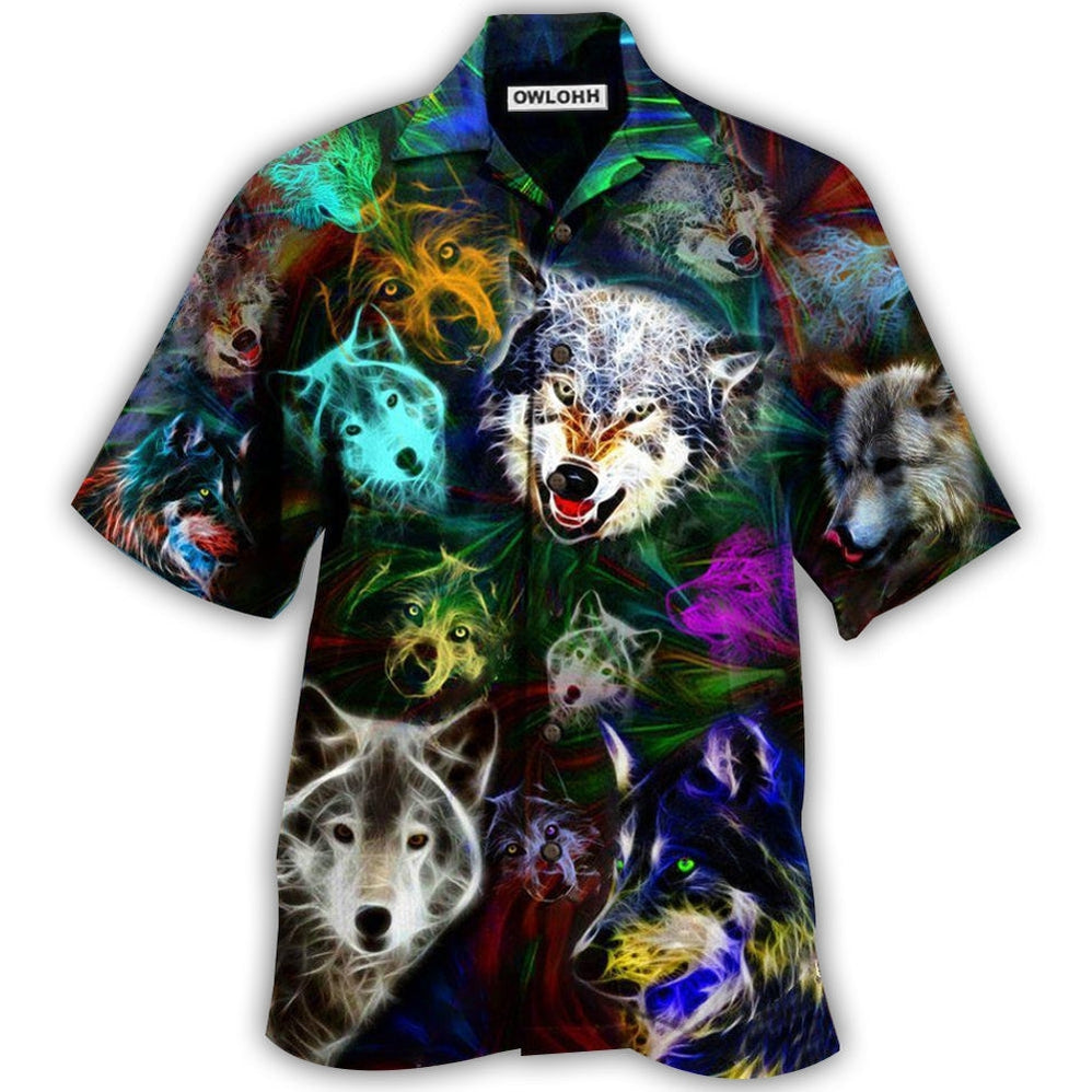 Hawaiian Shirt / Adults / S Wolf Brave Wolves - Hawaiian Shirt - Owls Matrix LTD