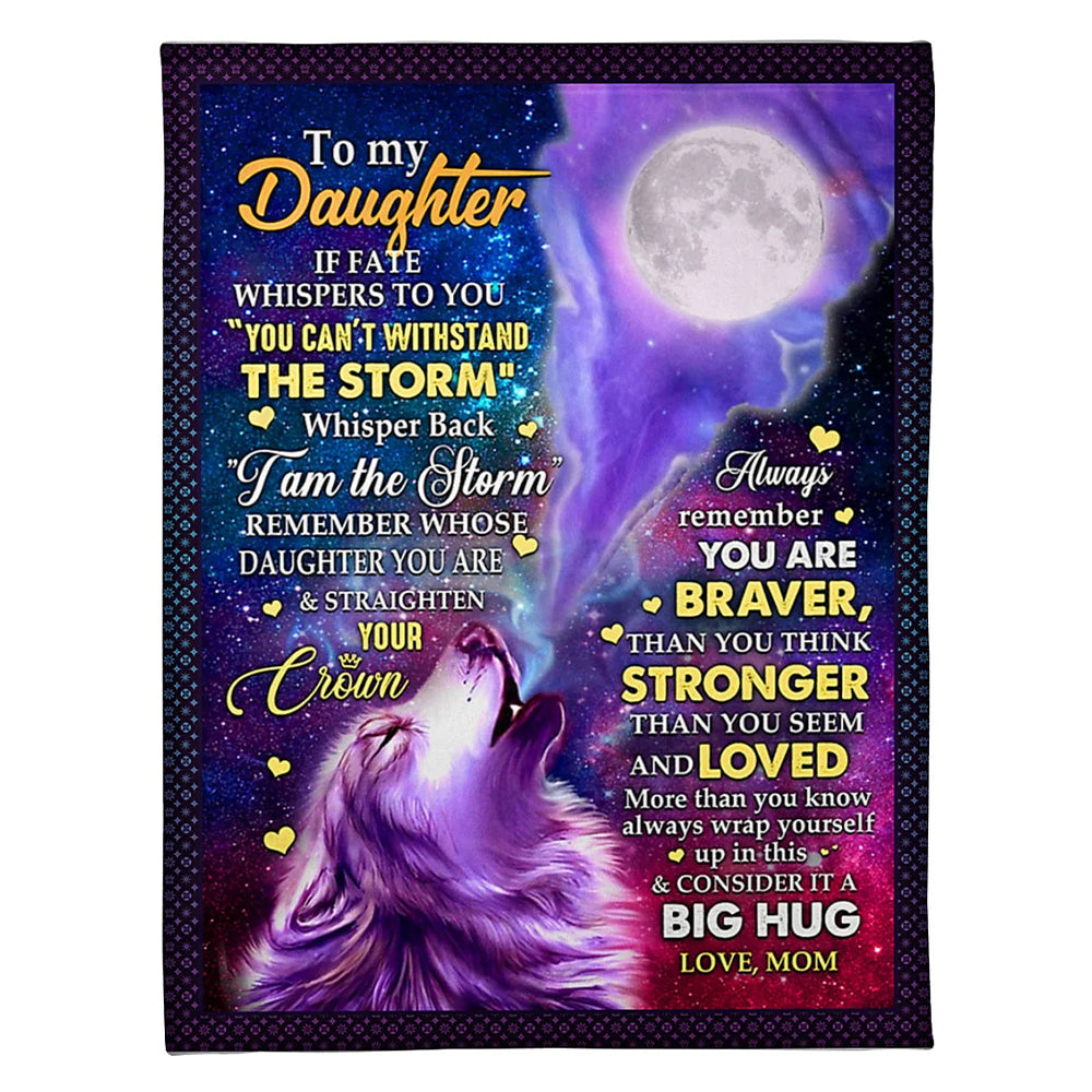 50" x 60" Wolf Consider It A Big Hug Great Gift For Daughter - Flannel Blanket - Owls Matrix LTD