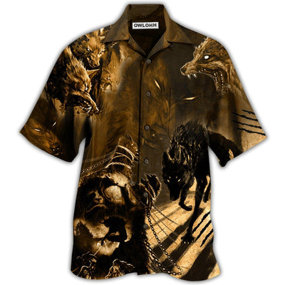 Hawaiian Shirt / Adults / S Wolf Darkness Scary - Hawaiian Shirt - Owls Matrix LTD