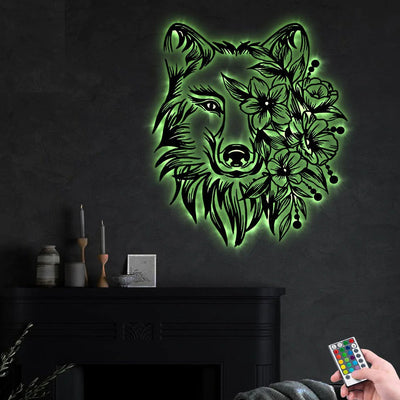 Wolf Flower So Nice - Led Light Metal - Owls Matrix LTD