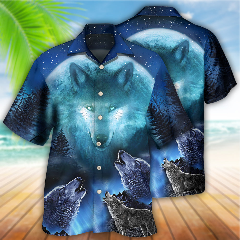 Wolf Gray And Blue - Hawaiian Shirt - Owls Matrix LTD