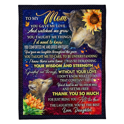 50" x 60" Wolf I Love You To The Moon And Back - Flannel Blanket - Owls Matrix LTD