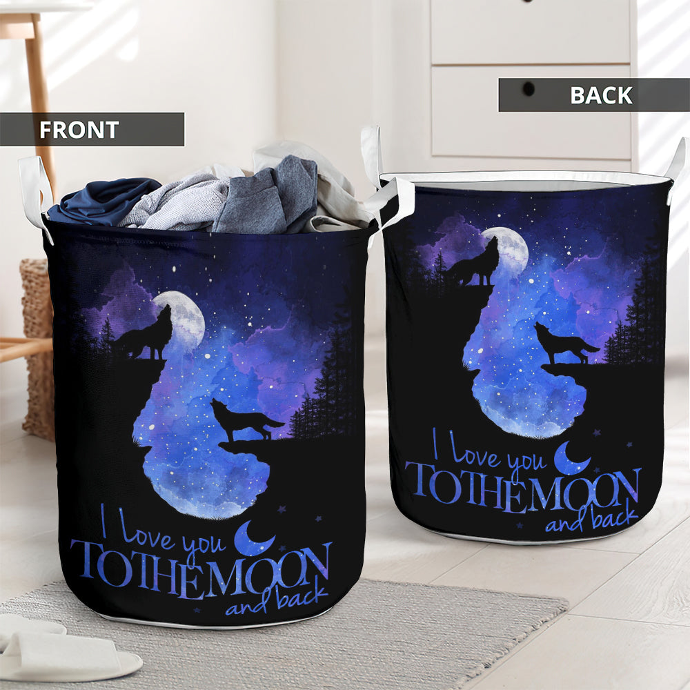 Wolf Love You To The Moon And Back - Laundry Basket - Owls Matrix LTD
