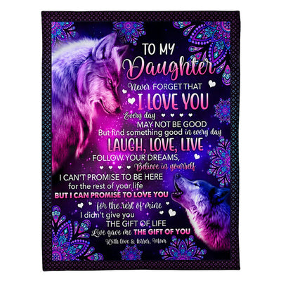 50" x 60" Wolf Never Forget That I Love You Mom To Daughter - Flannel Blanket - Owls Matrix LTD