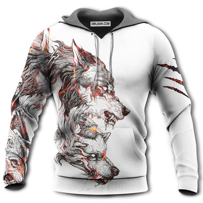 Unisex Hoodie / S Wolf Tattoo Wolf With Red Blood Color - Hoodie - Owls Matrix LTD