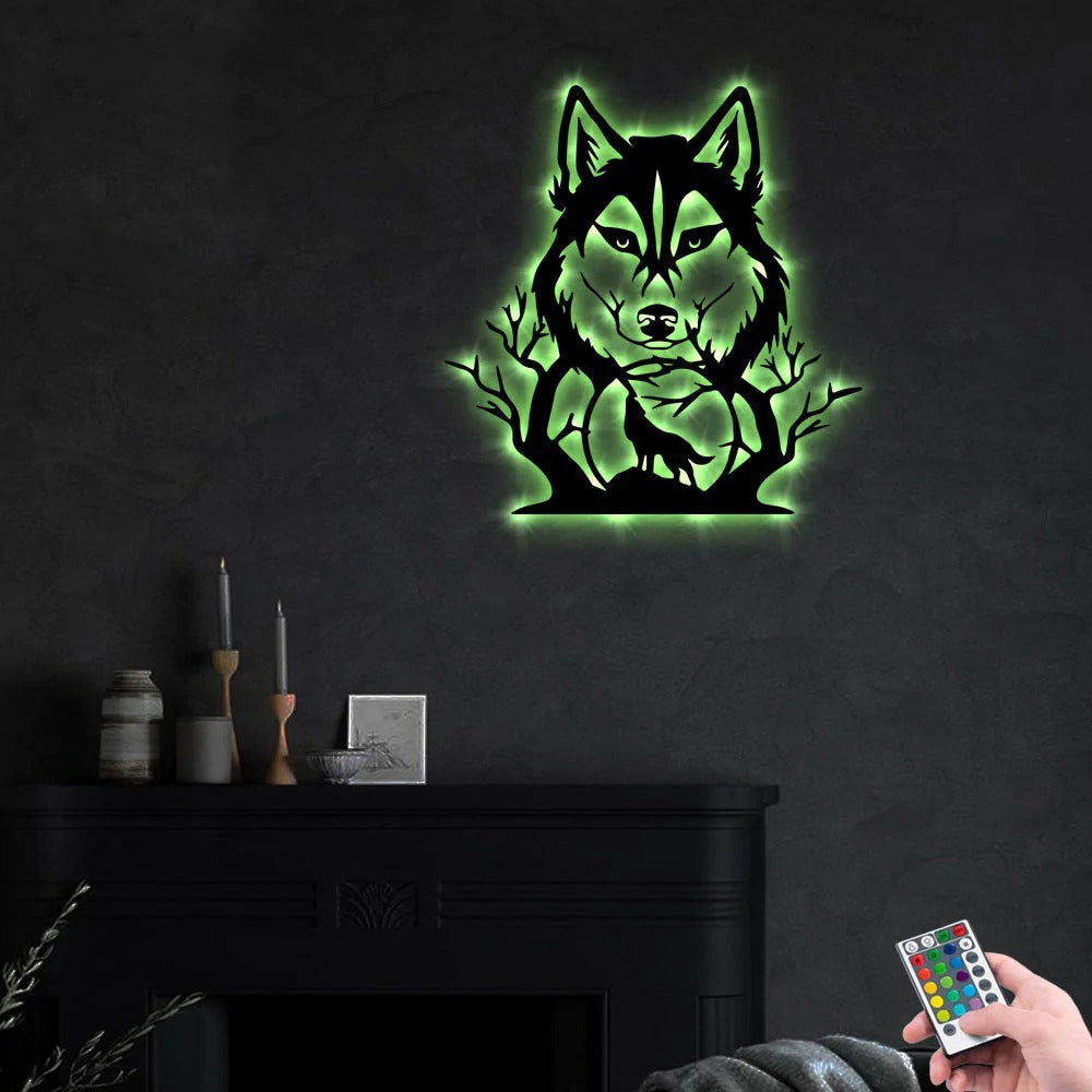 Wolf Wolves Wild Animals - Led Light Metal - Owls Matrix LTD