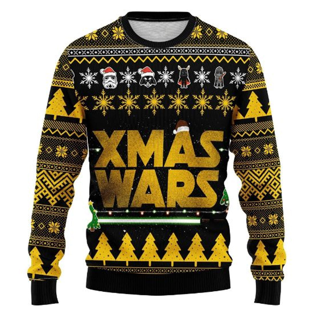 Christmas Star Wars Yellow And Green Bling Style - Sweater - Ugly Christmas Sweaters