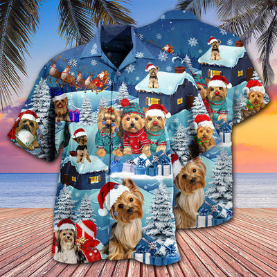 Yorkshire Terrier Through The Snow Merry Christmas - Hawaiian Shirt - Owls Matrix LTD