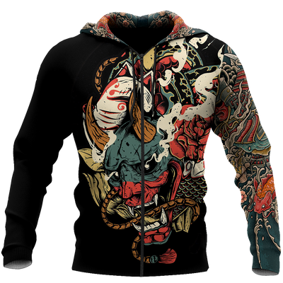 Zip Hoodie / S Dragon Asia Legend With Traditional Style - Hoodie - Owls Matrix LTD
