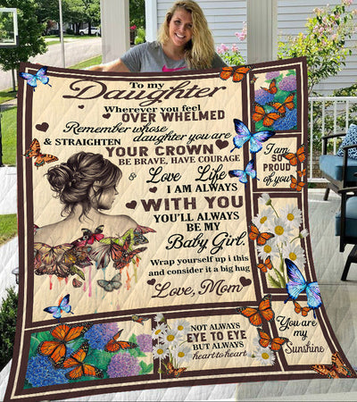 Butterfly To My Daughter Love Mom and Daughter Style - Flannel Blanket - Owls Matrix LTD