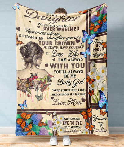 Butterfly To My Daughter Love Mom and Daughter Style - Flannel Blanket - Owls Matrix LTD