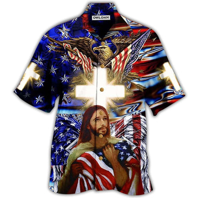 Hawaiian Shirt / Adults / S America Jesus Bless - Hawaiian Shirt - Owls Matrix LTD