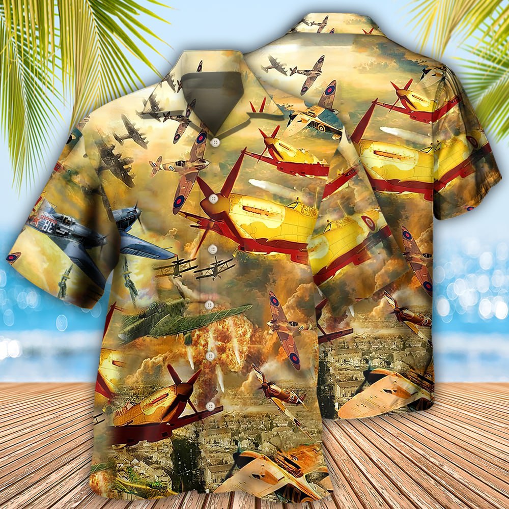 Combat Aircraft Fly Sky Fire - Hawaiian Shirt - Owls Matrix LTD