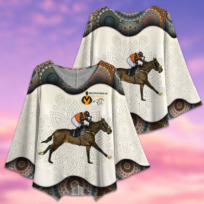 Horse Racing Club Mandala Pattern - V-neck T-shirt - Owls Matrix LTD