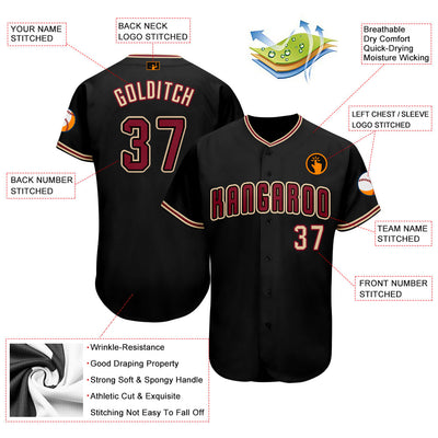 Custom Black Crimson-Khaki Baseball Jersey - Owls Matrix LTD