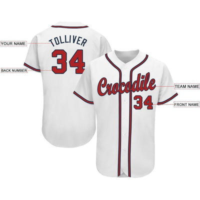 Custom White Red-Navy Baseball Jersey - Owls Matrix LTD
