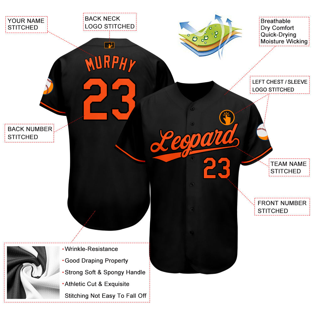 Custom Black Orange Baseball Jersey - Owls Matrix LTD