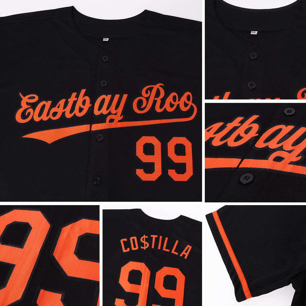 Custom Black Orange Baseball Jersey - Owls Matrix LTD