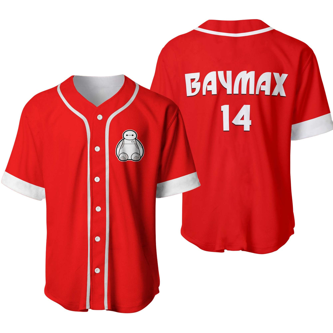 Baymax Red Disney Personalized Unisex Cartoon Custom Baseball Jersey