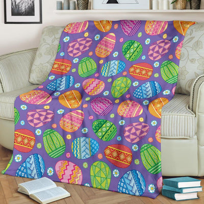 Easter Eggs Pattern Rainbow Happy Easter Day - Flannel Blanket - Owls Matrix LTD