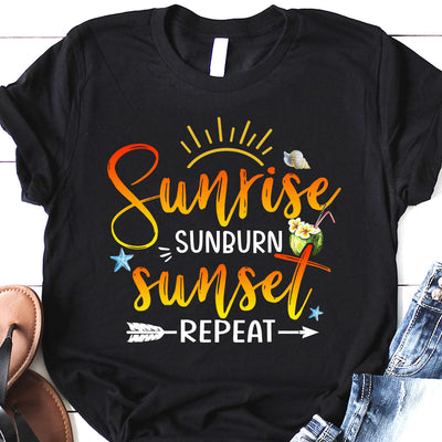 Beach Sunrise Sunburn Sunset Repeat LHRZ3005003Y Dark Classic T Shirt
