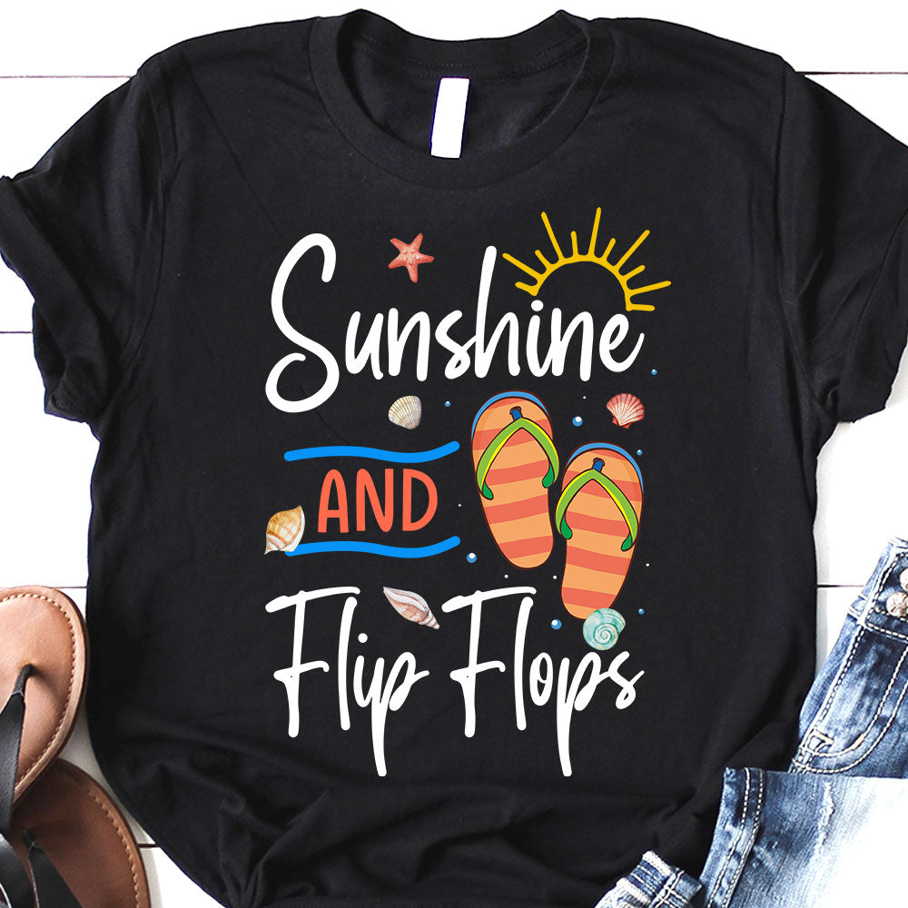 Beach Sunshine And Flip Flops LHRZ3105002Y Dark Classic T Shirt